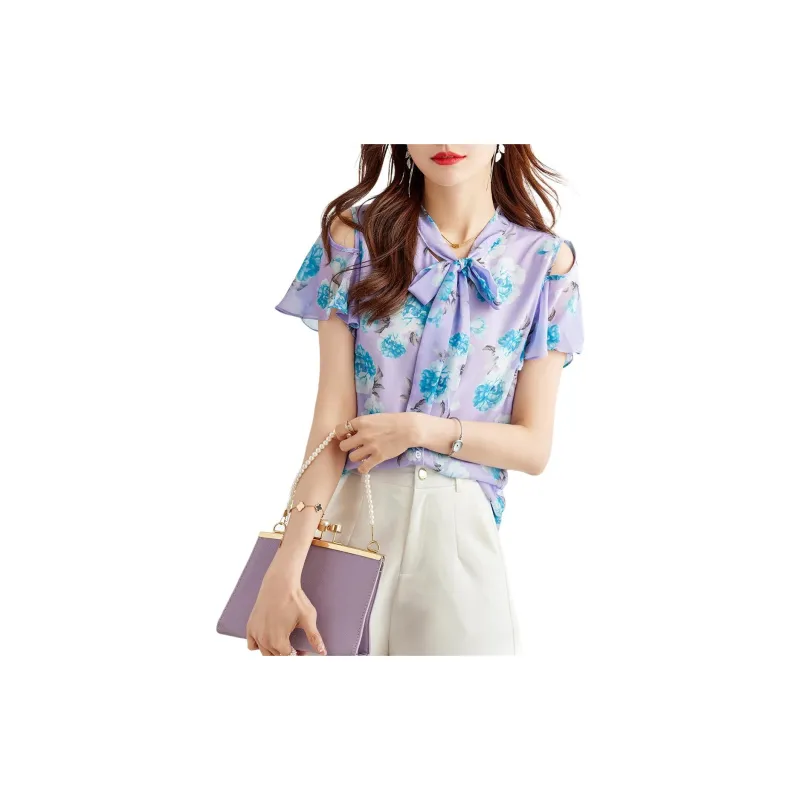 TERRE BLEUE Shirt Women's Blue Floral-3