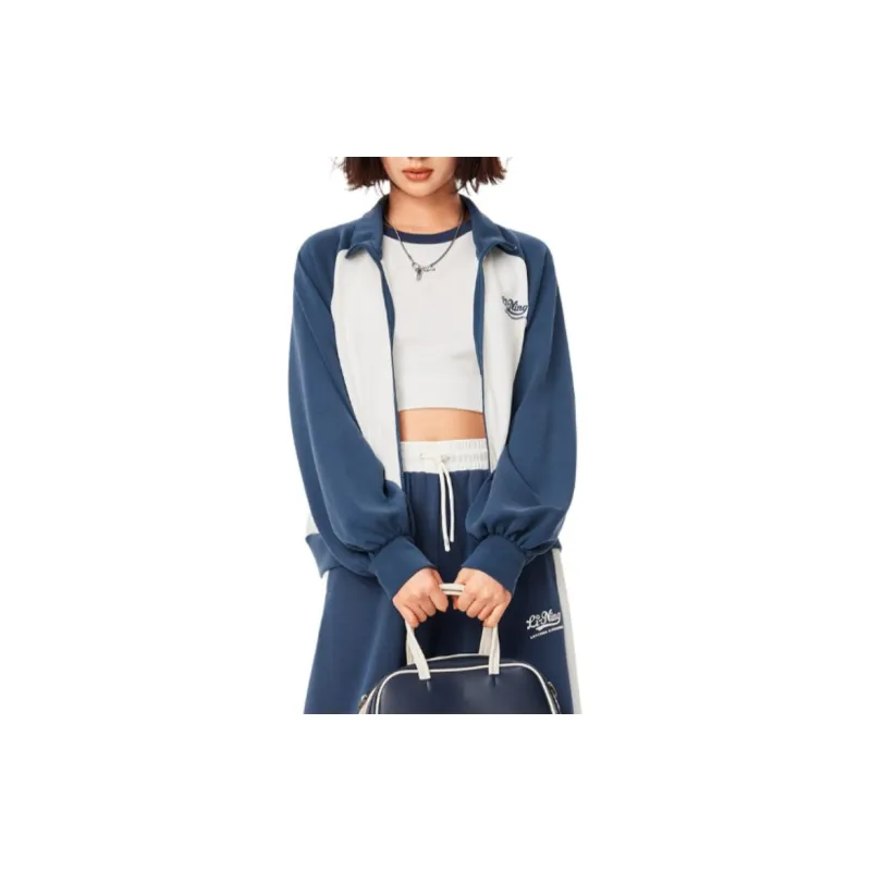 LiNing Sports Life Collection Sweatshirt Women's Ivory/Deep Prussian Blue-3