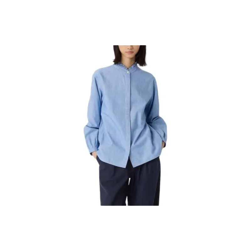 Ines De La Fressange X UNIQLO X Ines De La Fressange Shirts Women's Blue-2