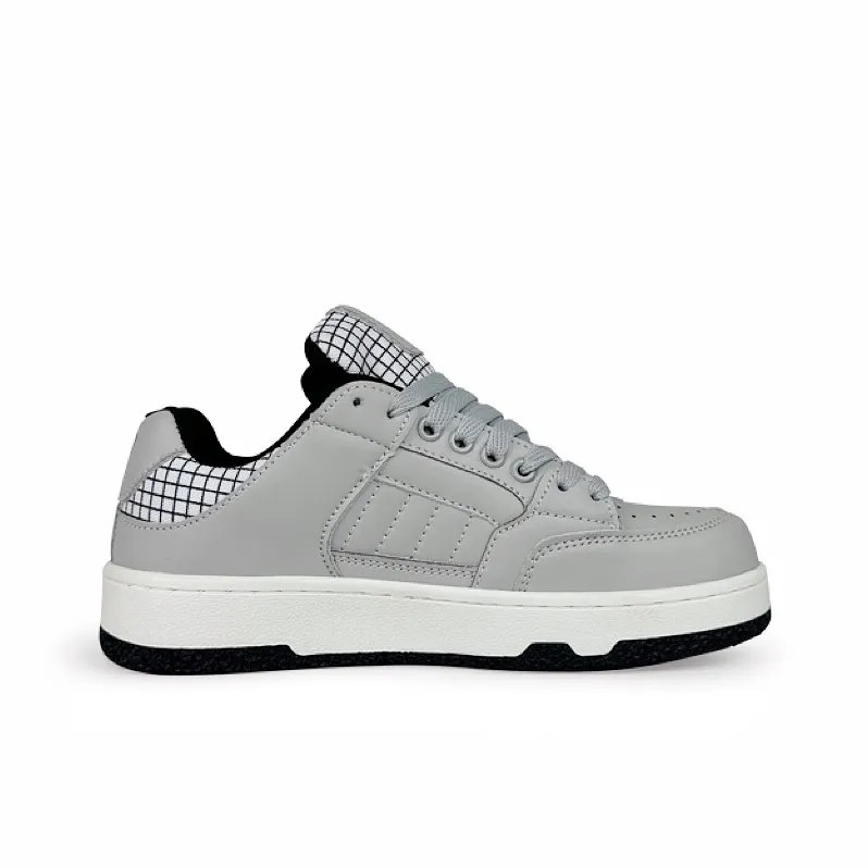 BKAE Slip-Resistant Water-Resistant Lightweight Low-Top Skateboard Shoes Unisex Gray-2