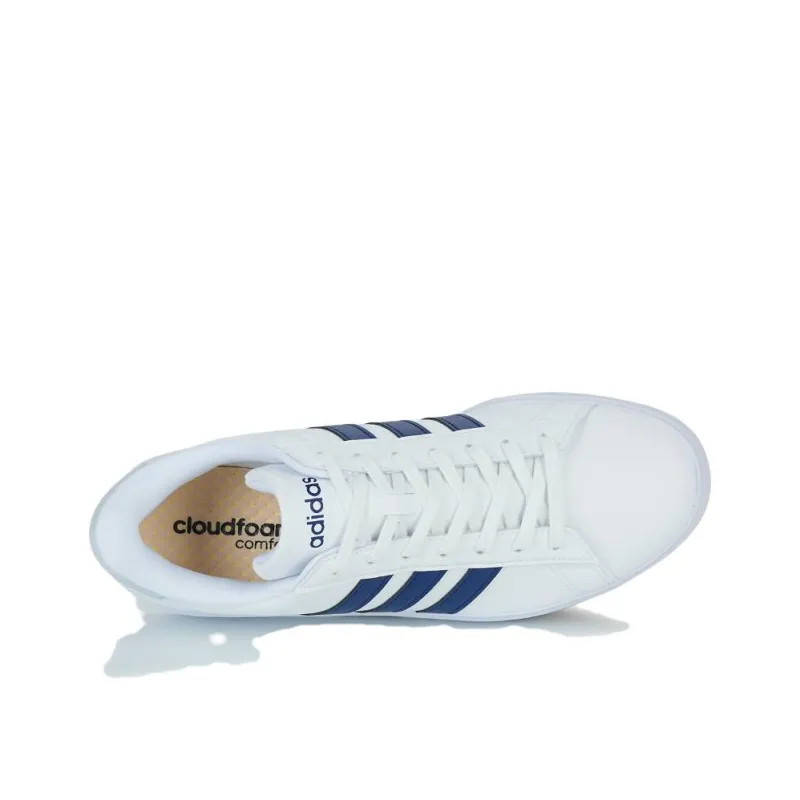 Adidas GRAND COURT Anti-Slip Wear-Resistant Low-Top Skateboard Shoes Men's White Blue-4