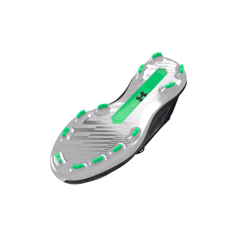 Under Armour Harper 8 TPU Jr Slip Resistant Shock Absorbers Mid Top Soccer Shoes Black Green Kids'-4
