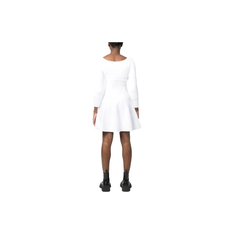 Alexander McQueen Long-Sleeved Dresses Women's White-3