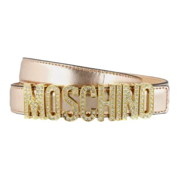 MOSCHINO Crystal Embellished Logo Lettering Belt