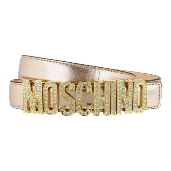 MOSCHINO Crystal Embellished Logo Lettering Belt-0