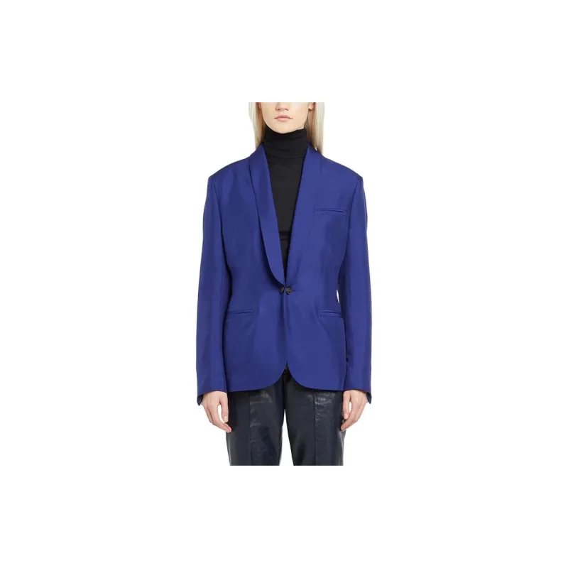Ferragamo Silk Shantung Twin Button Blazer Blue-2
