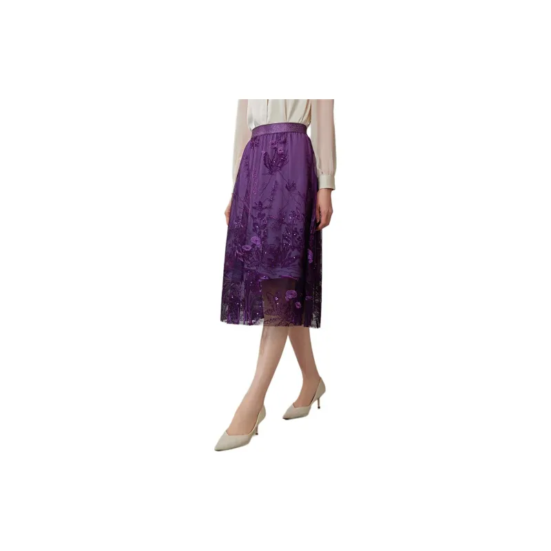 BBLLUUEE Casual Long Skirt Women's Purple Bamboo-2