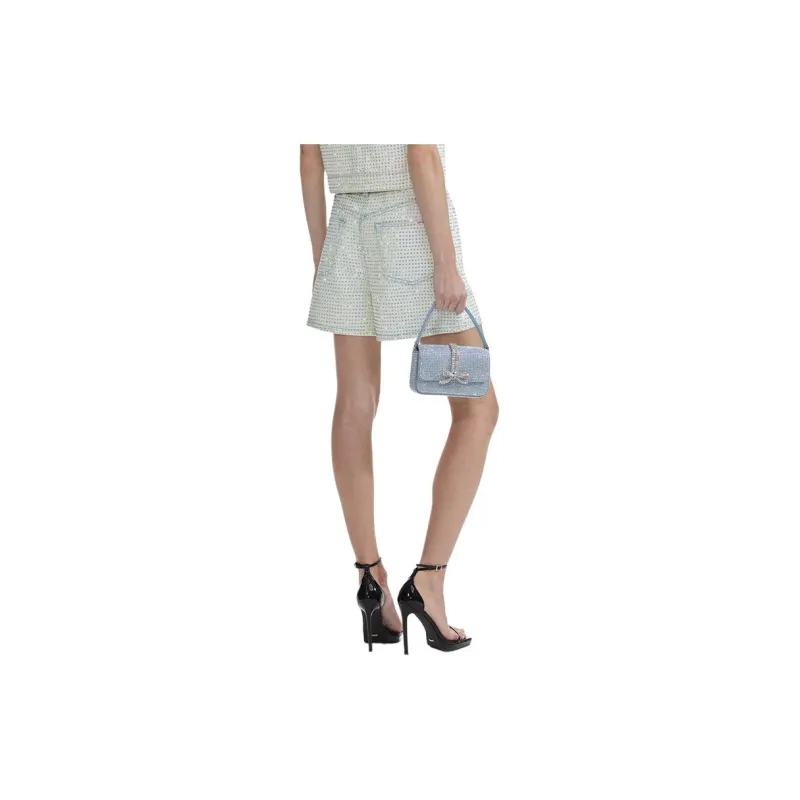 Self portrait Denim Shorts Women's Light Denim Blue-2