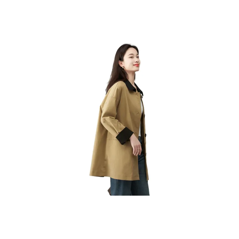 YALIDA Jackets & Coats Women's Dark Khaki-4
