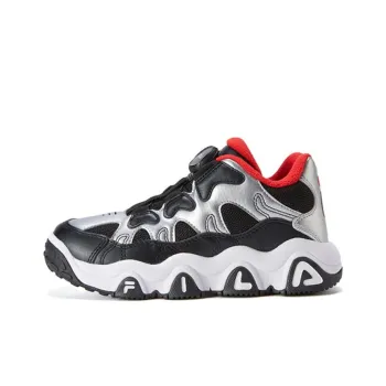 FILA KIDS Athletics Wear Resistant Low Top Children's Basketball Shoes Black Silver Teenagers