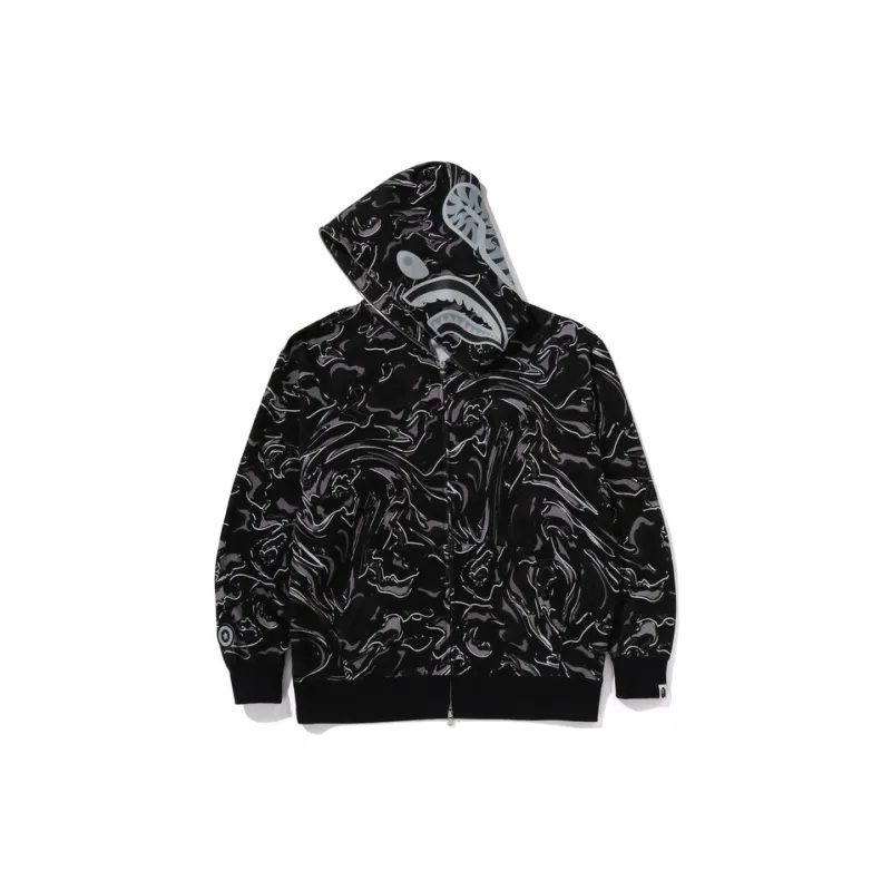 Bape Marbling Camo Shark Relaxed Fit Full Zip Hoodie-2