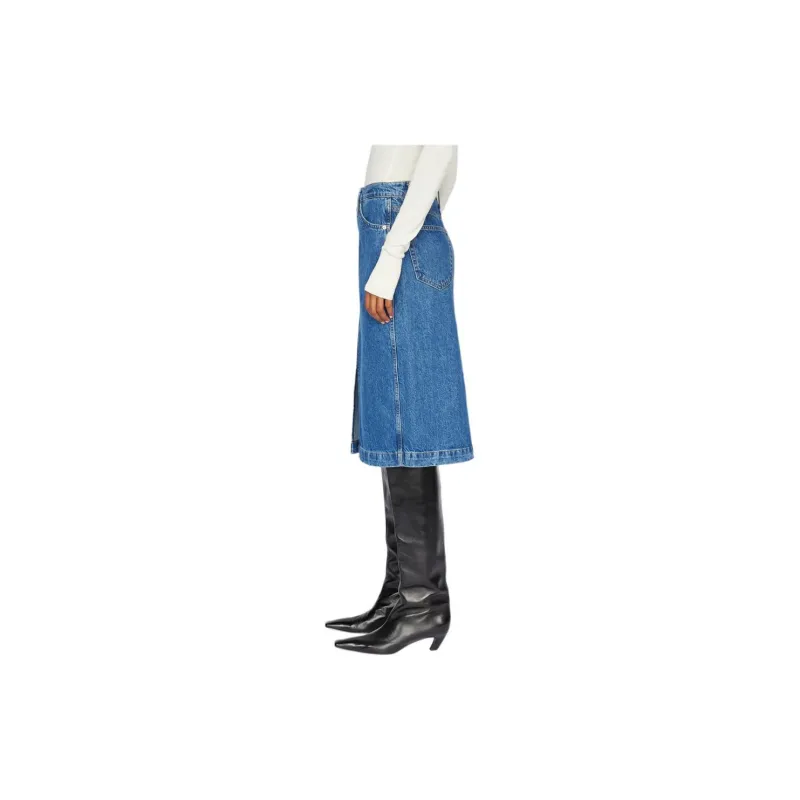 FRAME Denim Long Skirt Women's Blue-2