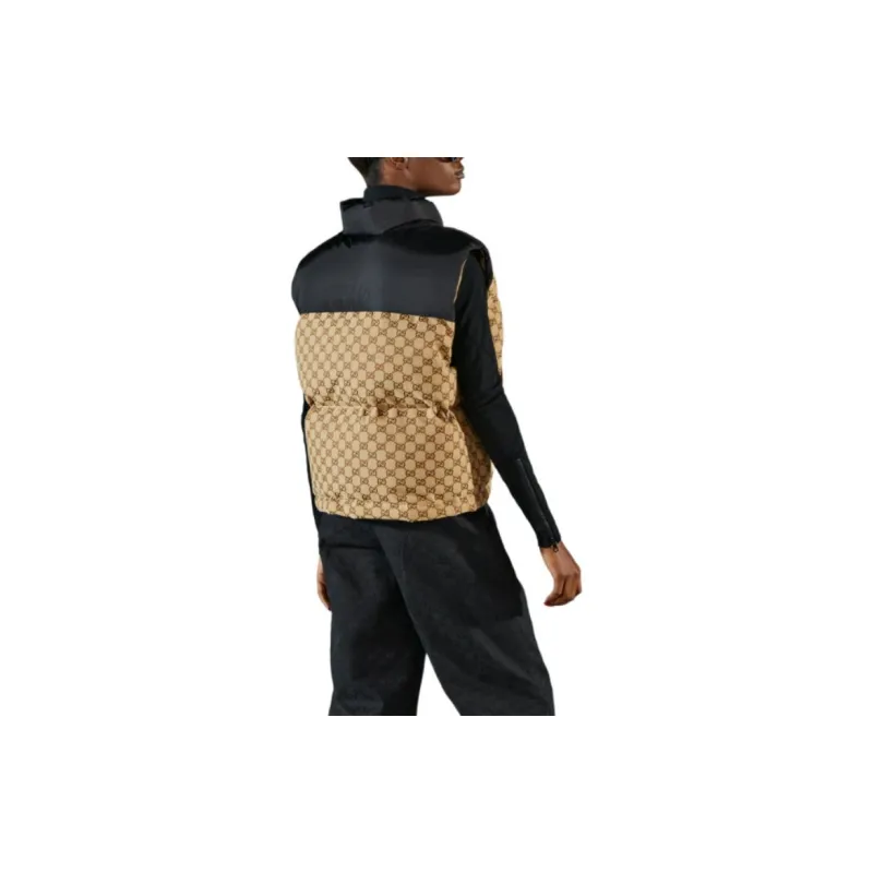 GUCCI Women's Gg Cotton Canvas Puffer Vest Camel/Brown-2