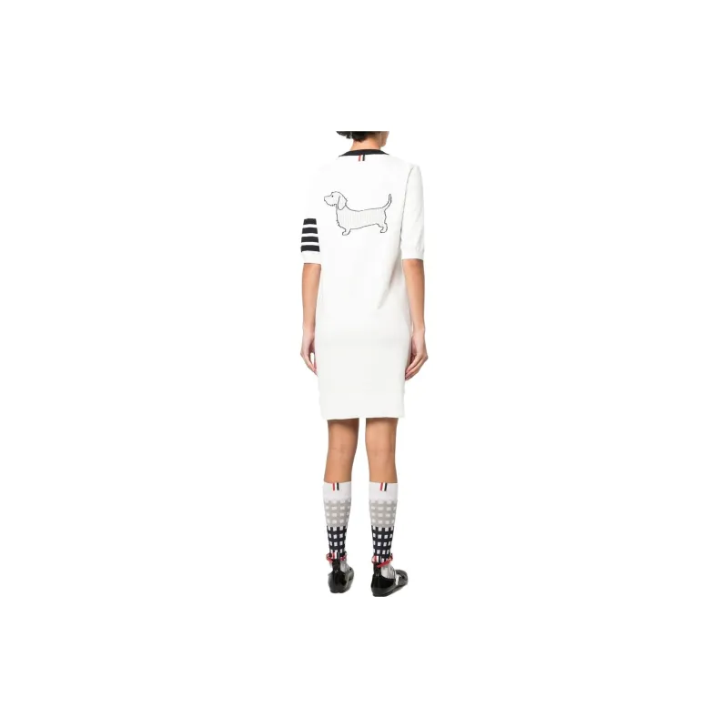 THOM BROWNE Hector-embroidery Knitted Mini Dress-2
