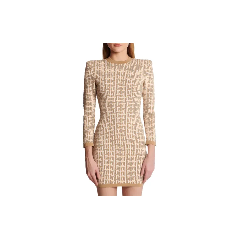 BALMAIN Long-Sleeved Dresses Women's Almond Beige-3