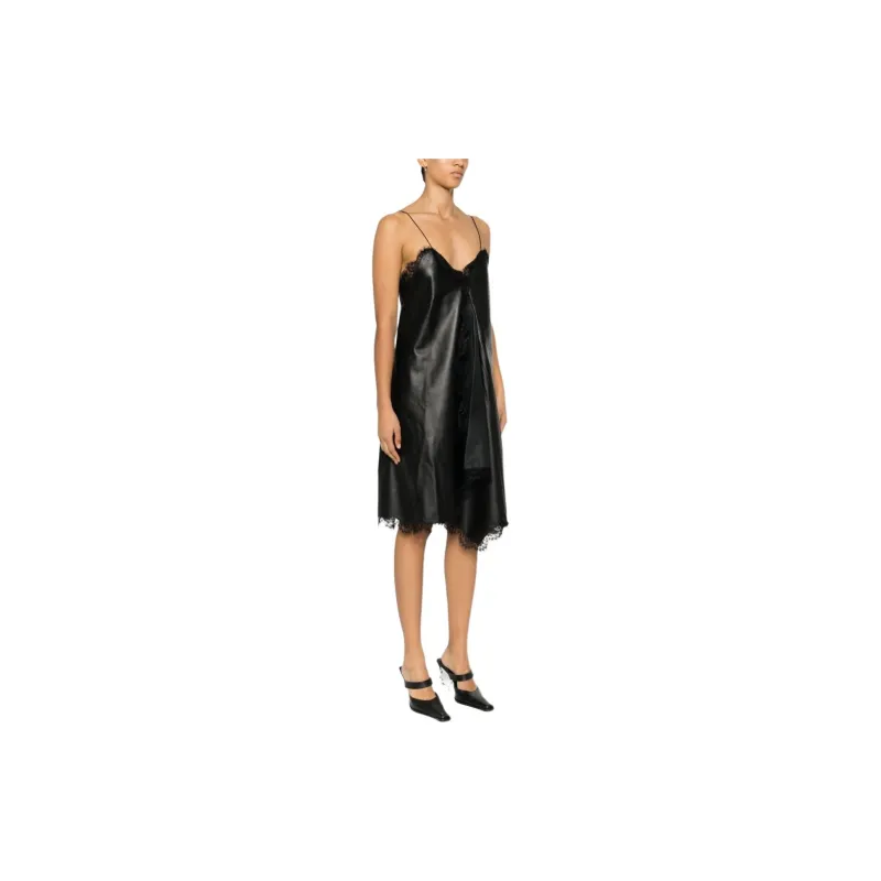 OFF WHITE Lace Detailed Strapped Midi Dress-2