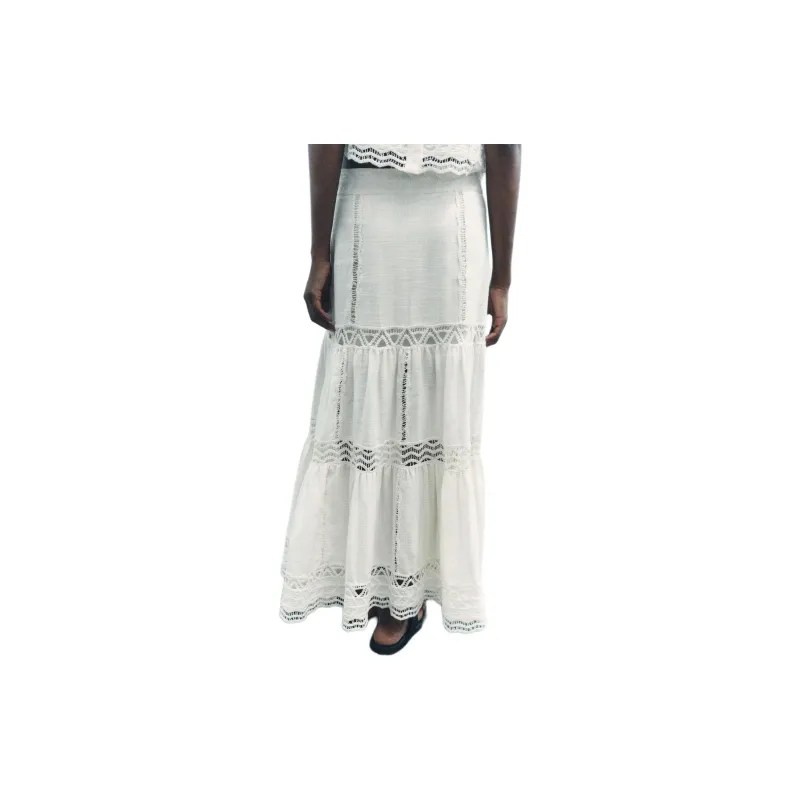 ZARA ZW Series Casual Long Skirt Women's White-4