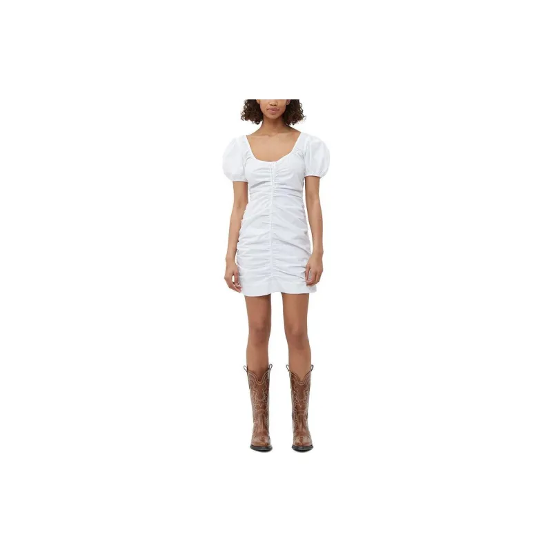 GANNI Short Sleeved Dresses Women's Bright White-1