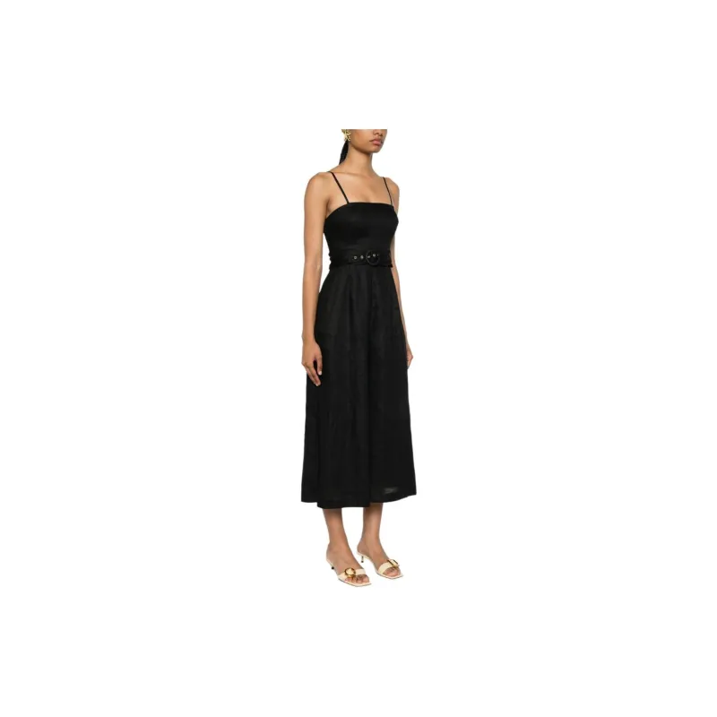 Zimmermann Golden Belted Linen Jumpsuit-1