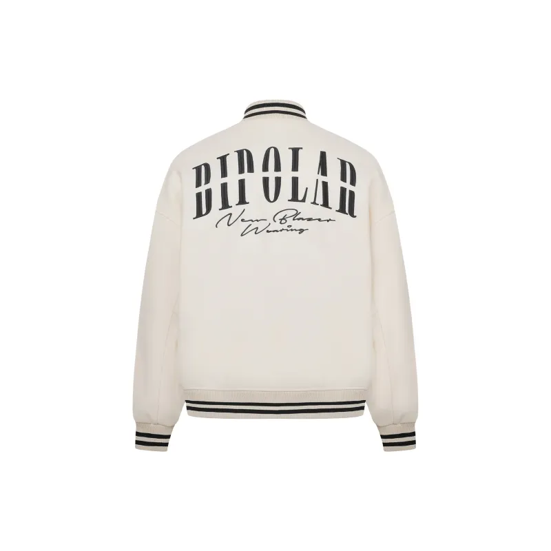 BIPOLAR Baseball Jacket Unisex Black Apricot-5