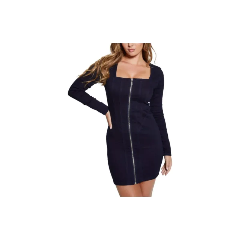 GUESS Corset Denim Dress Long-Sleeved Dresses Women's Marine Blue-1