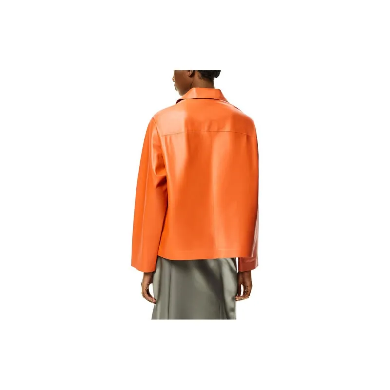 LOEWE Logo Embossed Leather Jacket-3