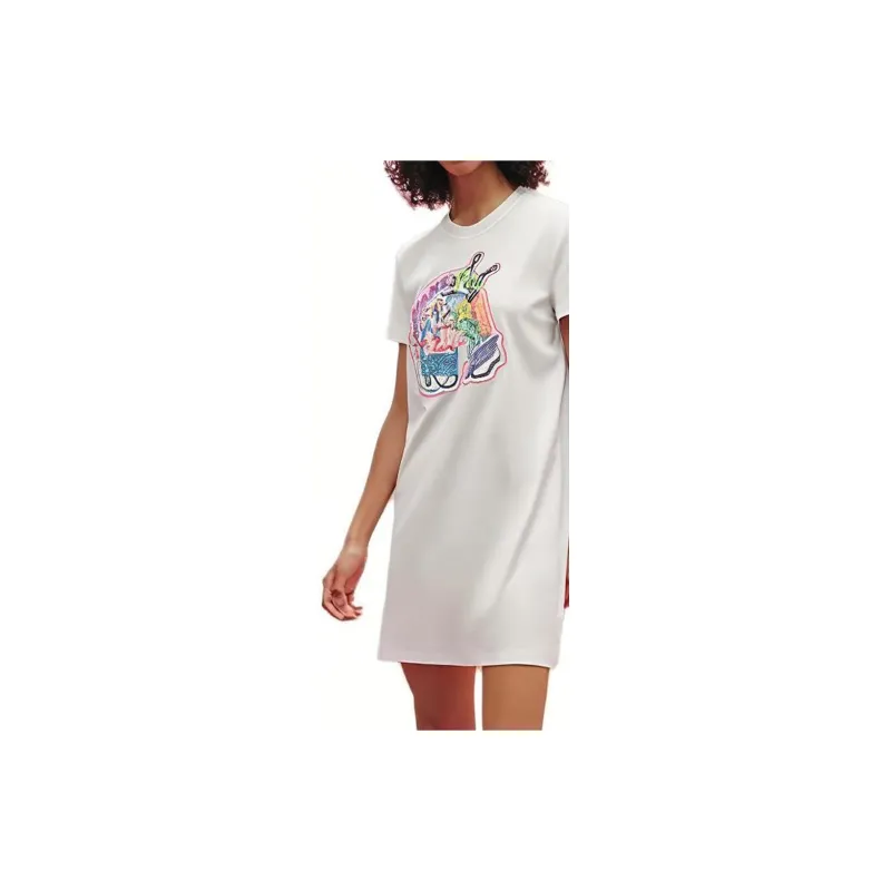 HERMES Short Sleeved Dresses Women's White-2
