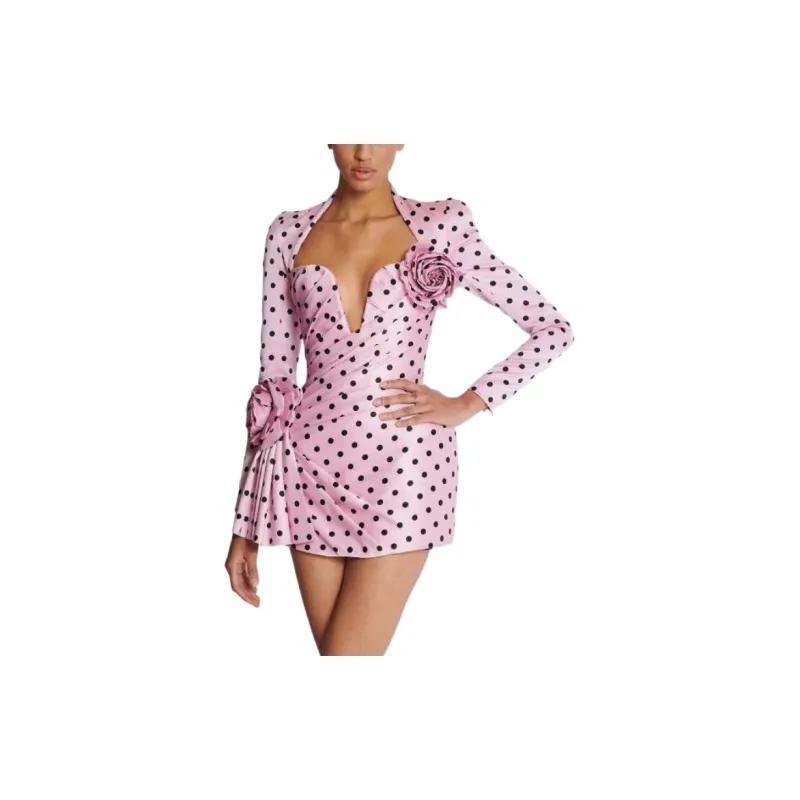 BALMAIN Polka Dot print Pleated Minidress-4