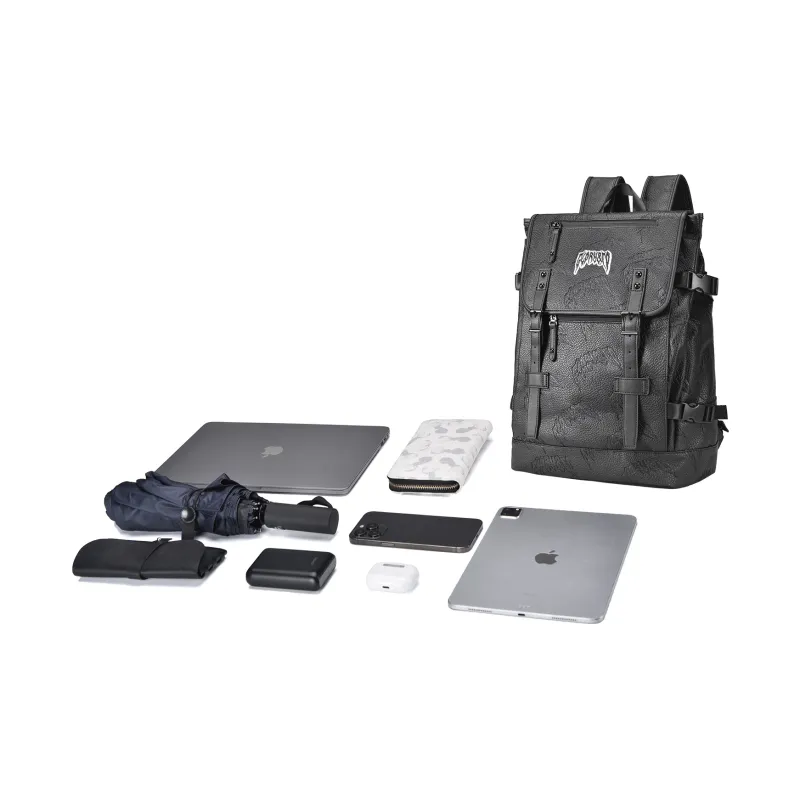 GLORY&CO PVC Backpack Travel Bag Laptop Bag Backpack Regular Men's Black-4