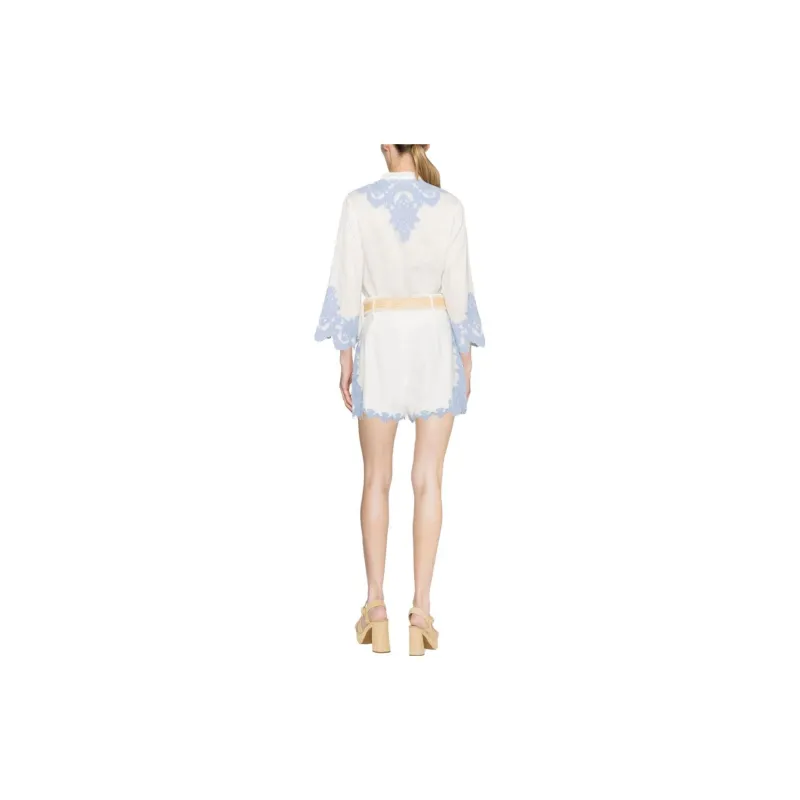 Zimmermann Raie Lace-trim Belted Shorts-2