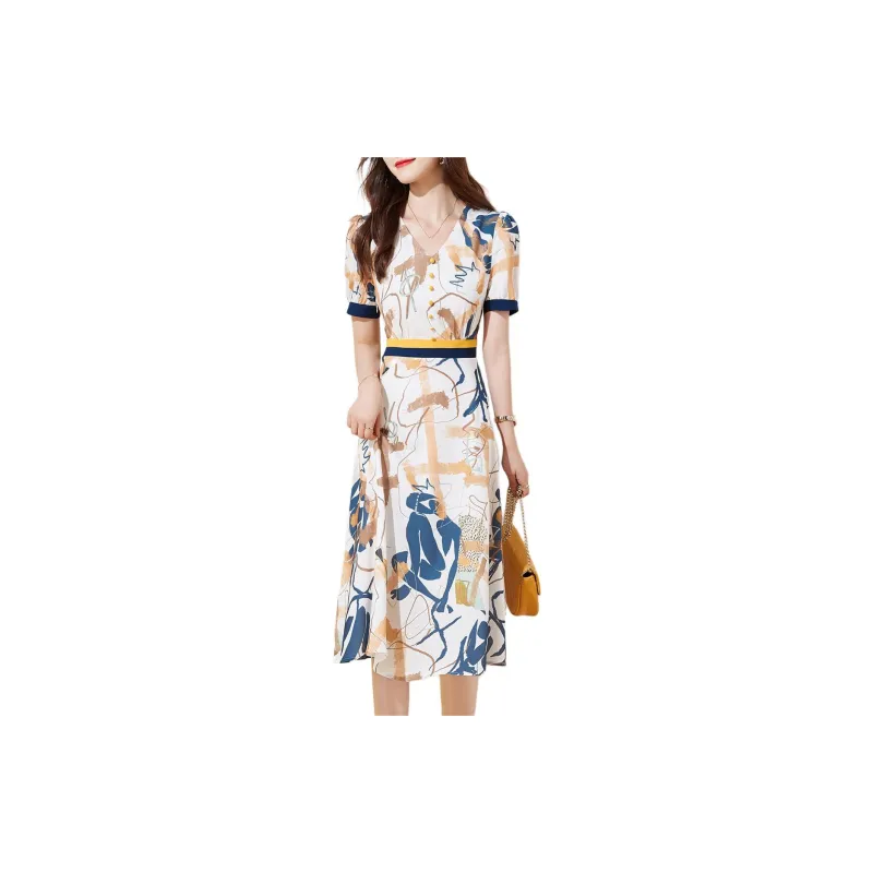 Mo Han Yi Mei Short Sleeved Dress Women's Multicolor-1