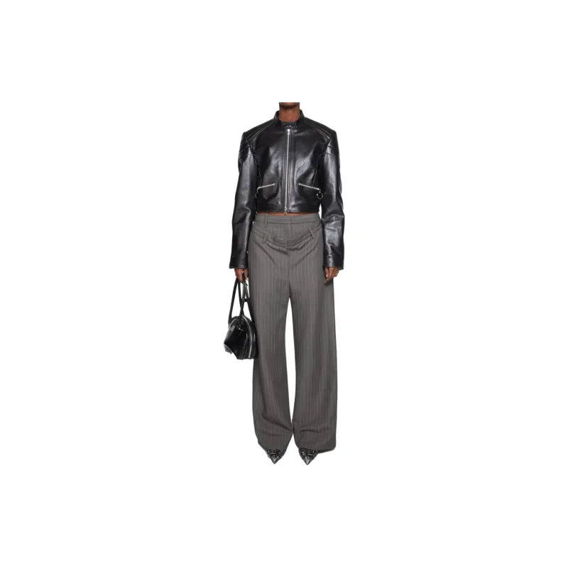 Acne Studios Deconstructed Pinstripe Trousers 'Grey Melange'-1