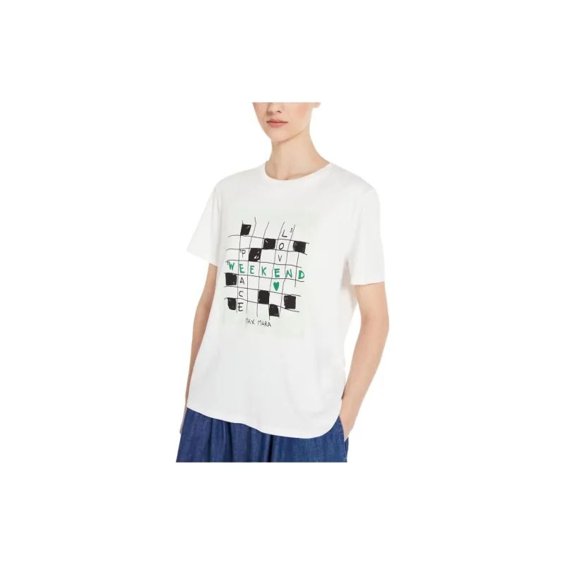 MaxMara Sante Collection Printed Jersey T-Shirt T-Shirt Women's White-3