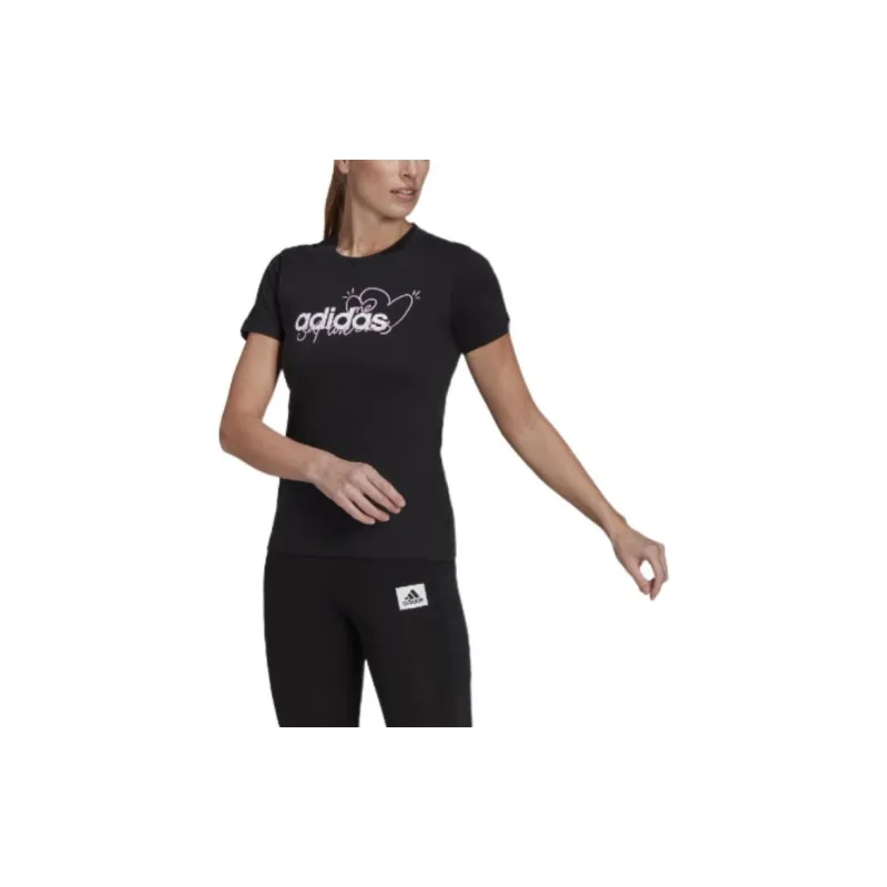 Adidas Set in Sleeve T Shirt Women's Black-2