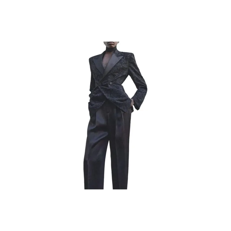 SAINT LAURENT Double Breasted Tuxedo Jacket-2
