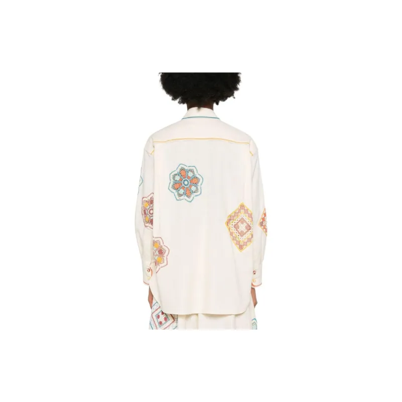 Zimmermann Ottie Crochet Trim Button Up Shirt-2