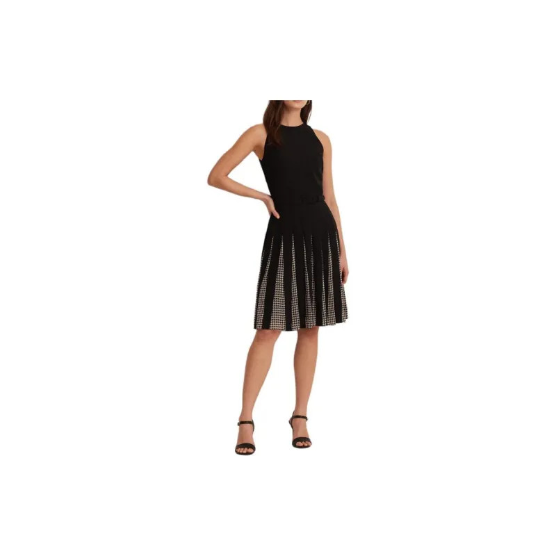 Polo Ralph Lauren Belted Double-Faced Georgette Dress Sleeveless Dress Women's Black-1