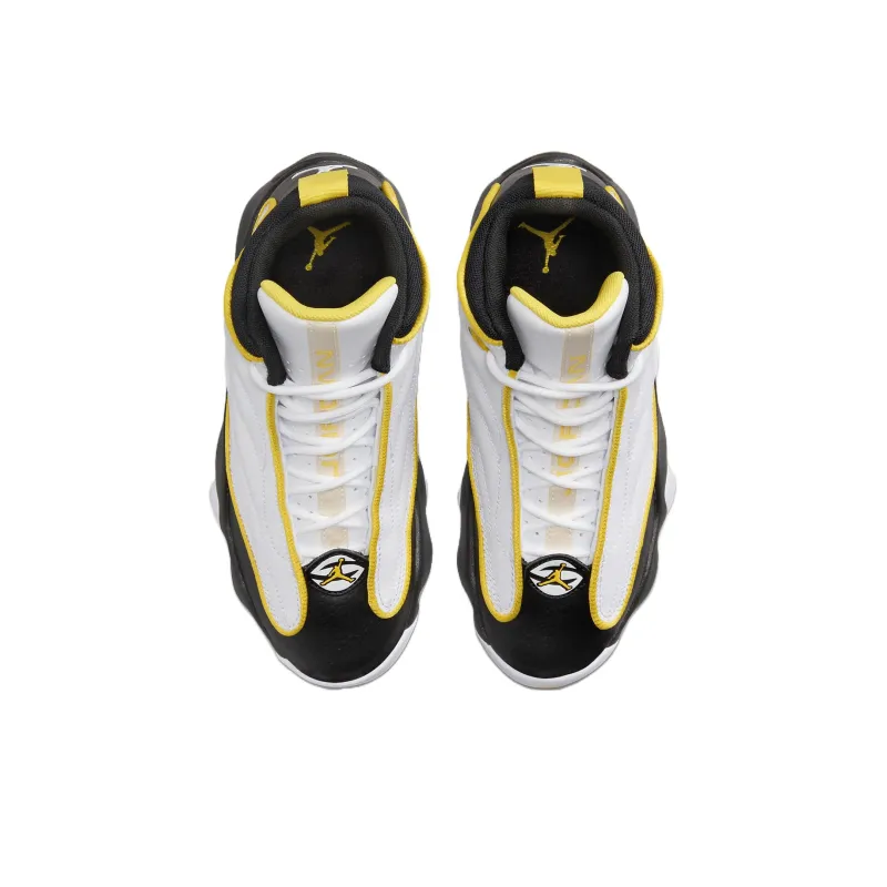 Jordan Pro Strong Cushioning Slip Resistant High Top Children's Basketball Shoes Teenagers Black White Yellow-2