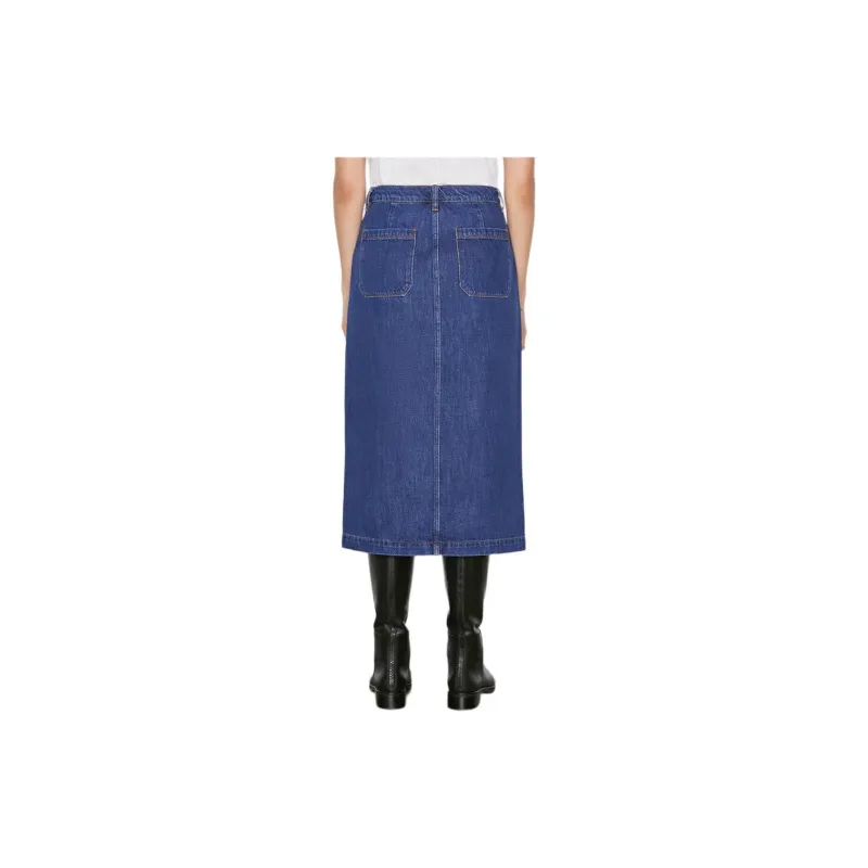FRAME Denim Long Skirt Women's Blue-2