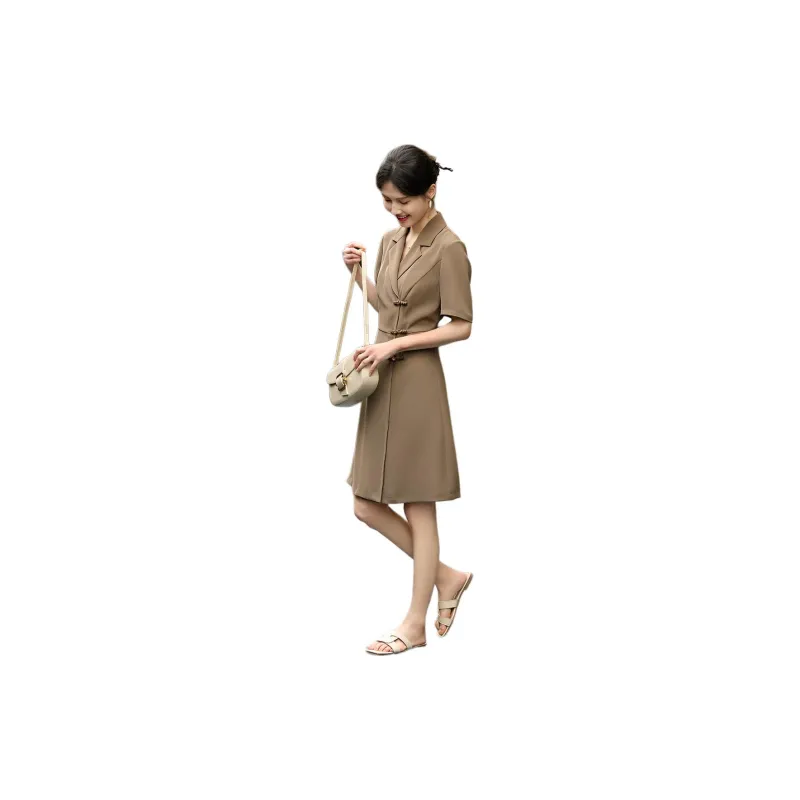 XWI Short Sleeved Dress Women's Khaki-3