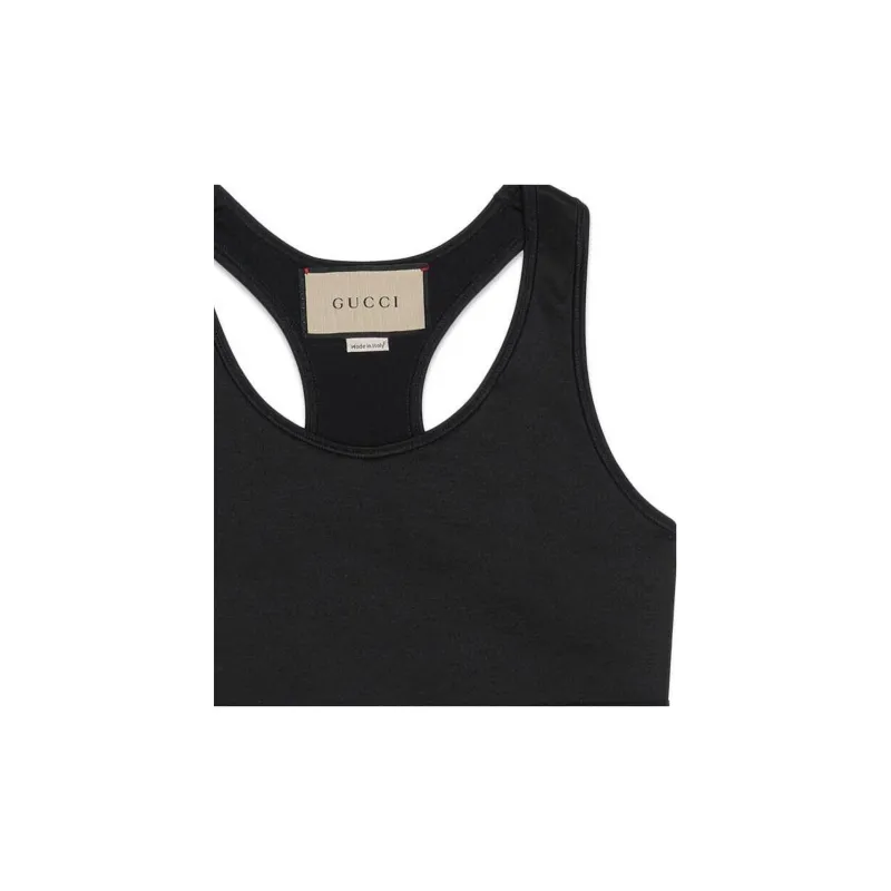 GUCCI Logo Jacquard Crop Top Black Yellow-7