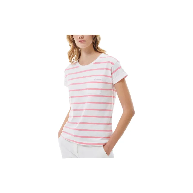BARBOUR Otterburn Stripe T-Shirt T-Shirt Women's Pink White-1