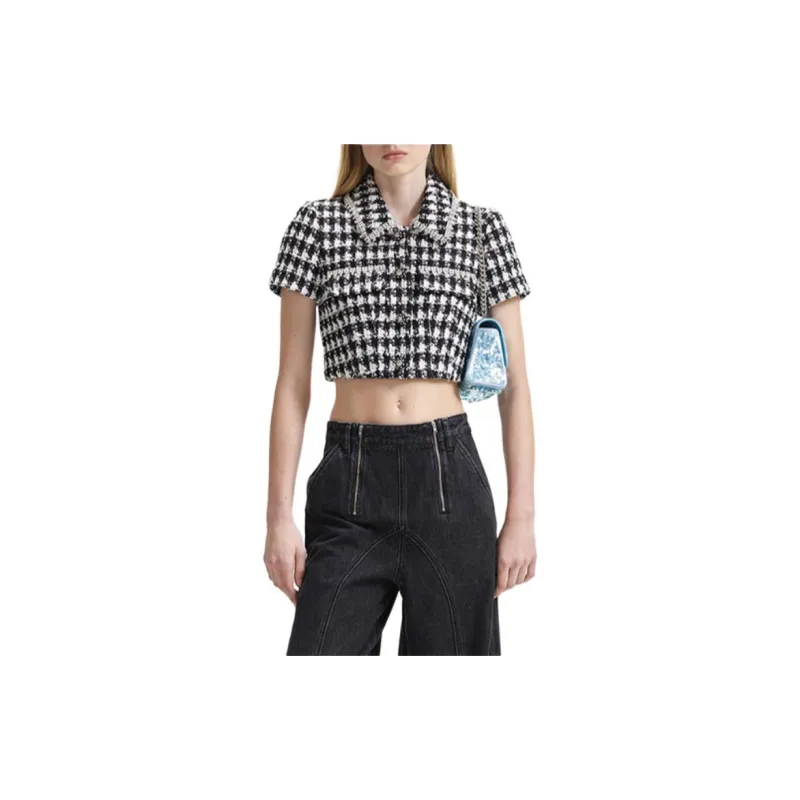 Self portrait Shirt Women's Black Plaid-1