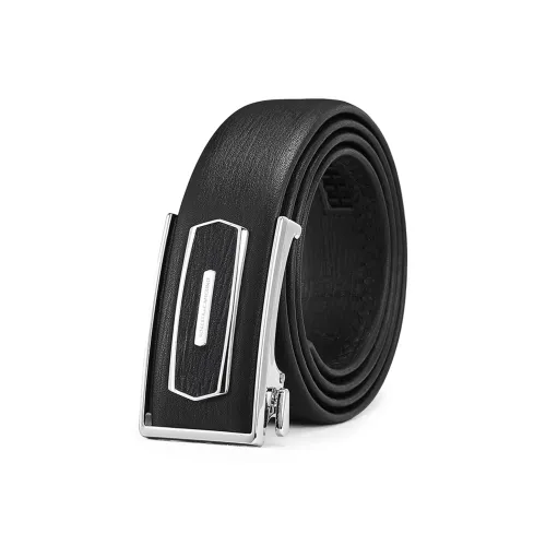 ROBERTA DI CAMERINO Cow Leather Belts Men's Black 3.45CM Writing A Greeting Card And Printing Photos