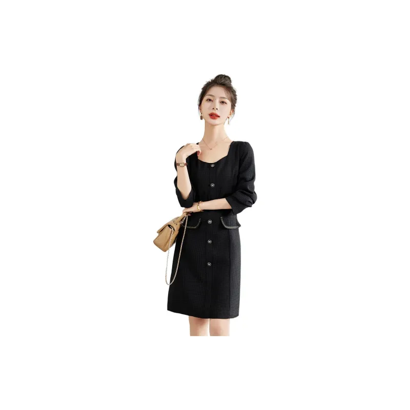 Emodues Long Sleeved Dress Women's Black-7