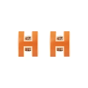 HERMES Metal Earrings Women's Orange