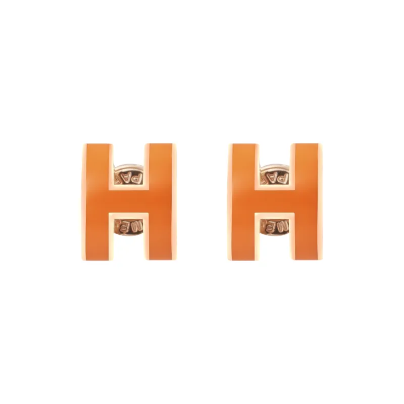 HERMES Metal Earrings Women's Orange-0