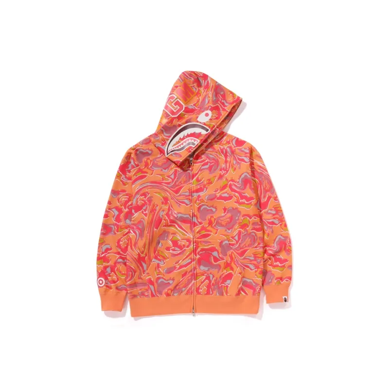 Bape Marbling Camo Shark Relaxed Fit Full Zip Hoodie-11