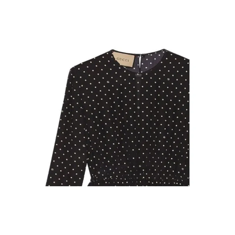 GUCCI Polka Dot Long Sleeve Dress-2