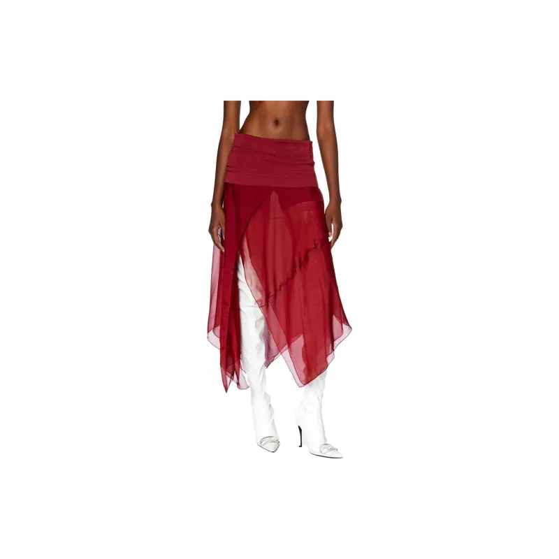 DIESEL Casual Long Skirt Women's Red-2